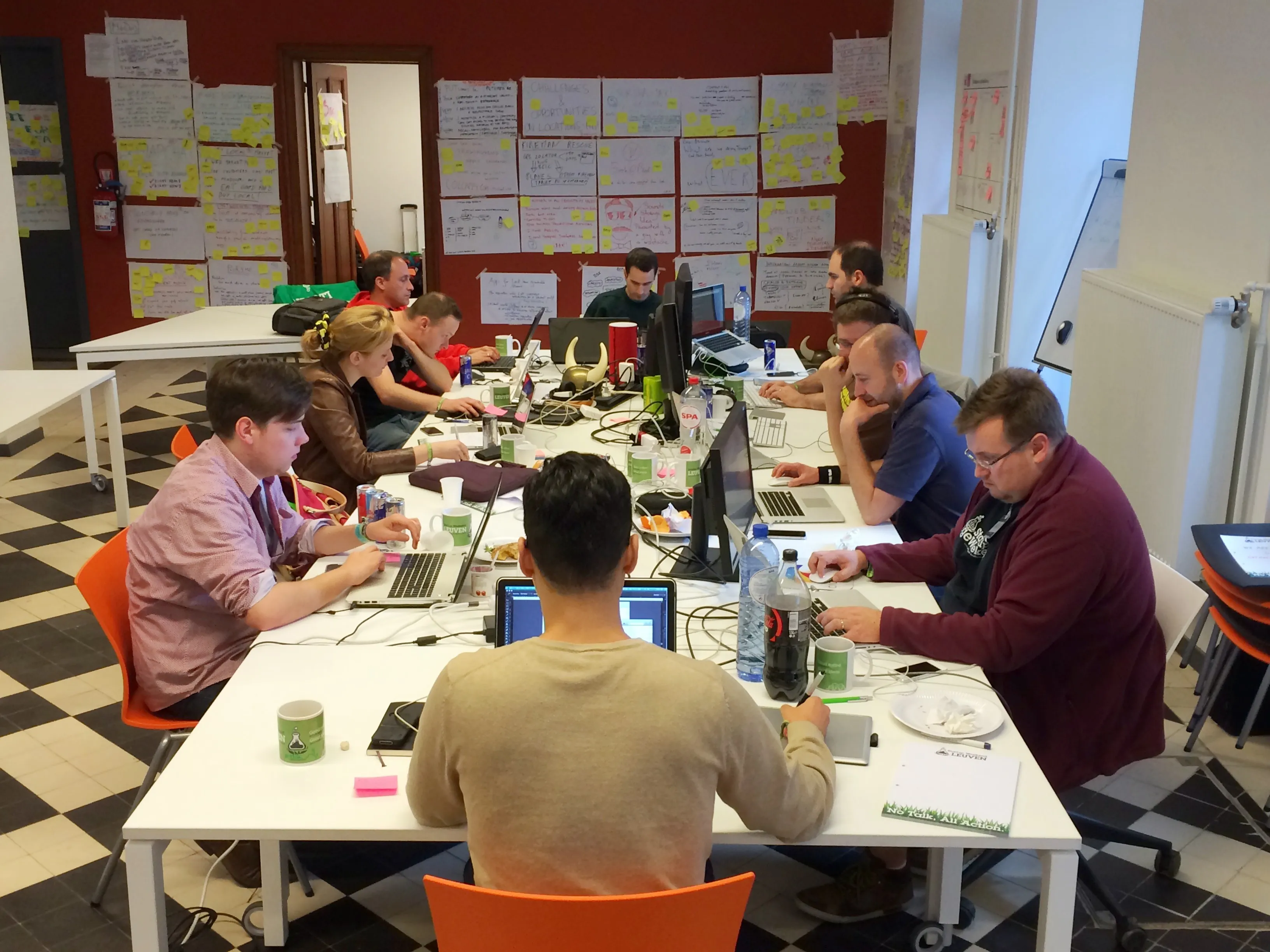 Team working together at hackathon